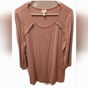 Dressbarn Women's Blush Pink Blouse With Ruffle